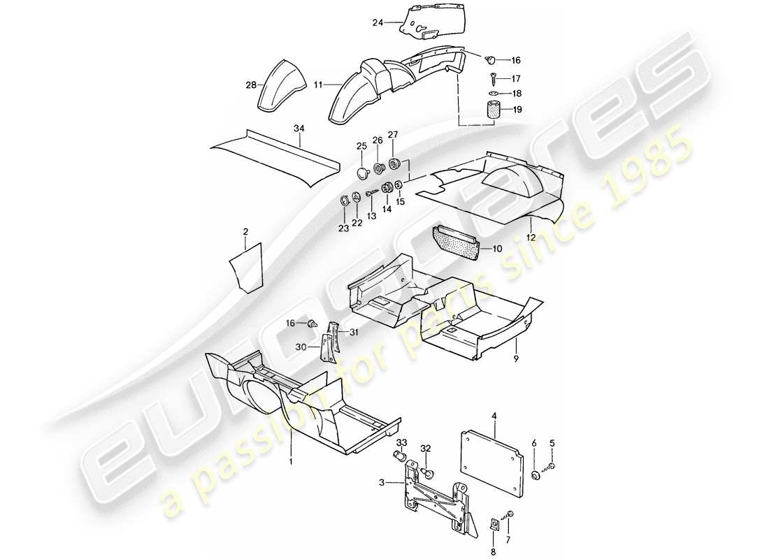 porsche 1991 (944) finiture diagramma delle parti