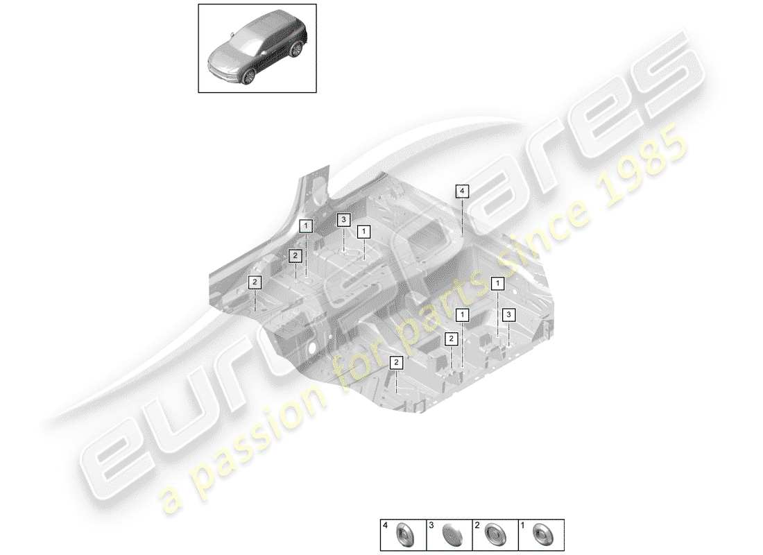 porsche 2019 (cayenne e3 9ya/9yb) tappo diagramma delle parti