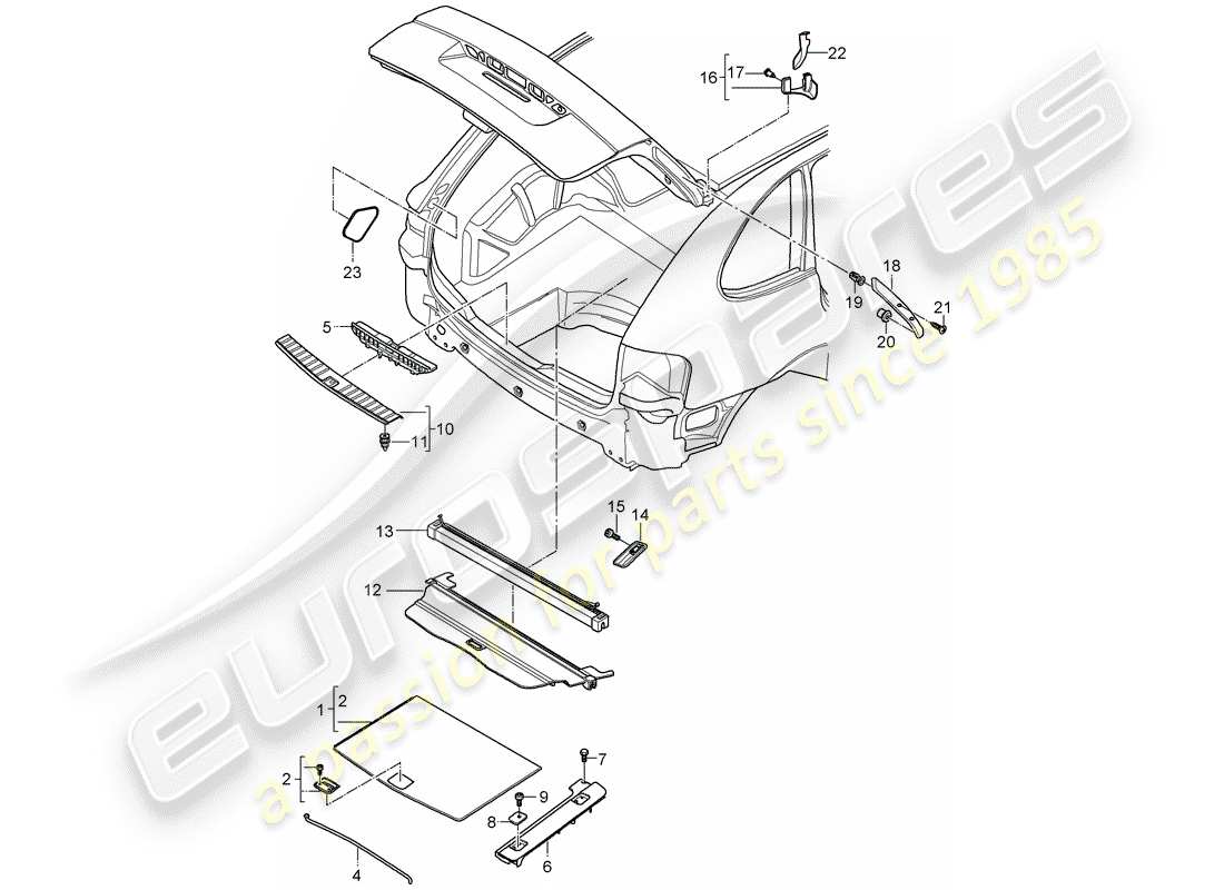porsche 2010 (cayenne e1 9pa) finiture diagramma delle parti