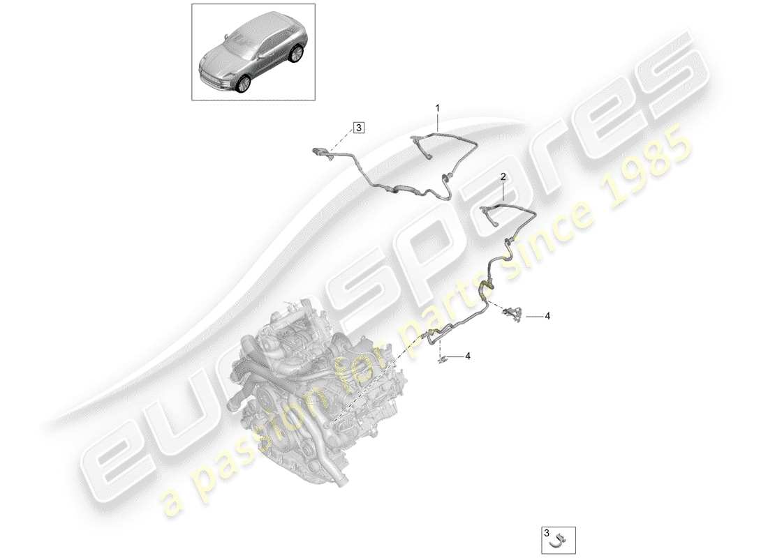 porsche 2020 (macan) diagramma delle parti della linea del vuoto