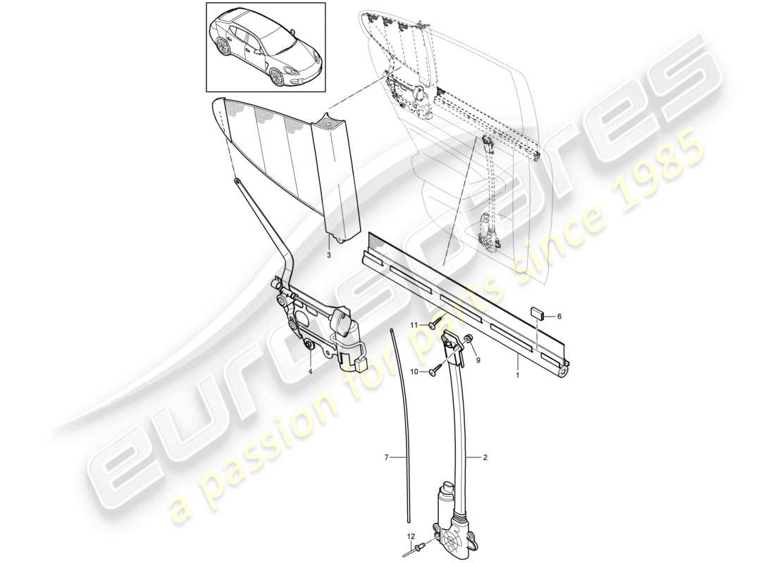 porsche 2010 (cayenne e1 9pa) tenda avvolgibile porta posteriore diagramma delle parti
