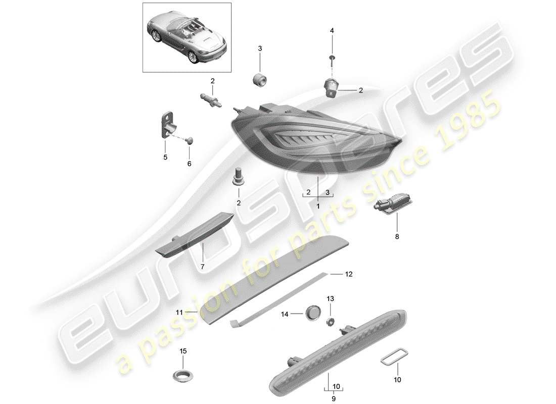 porsche 2013 (981 boxster) luce posteriore diagramma delle parti
