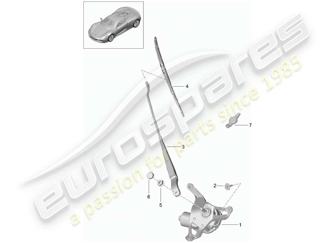 porsche 2015 (918 spyder) sistema tergicristallo compl. diagramma delle parti