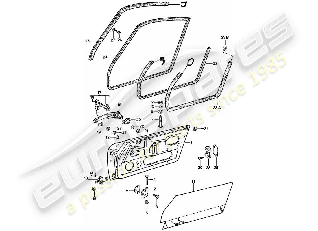 porsche 1983 (911) diagramma delle parti porte