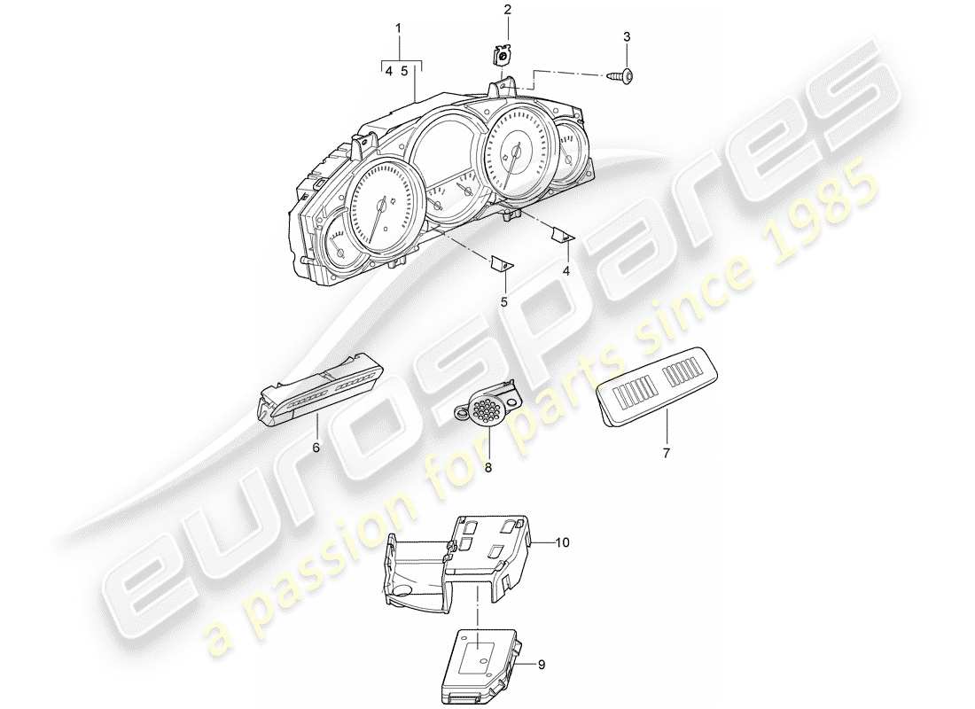 porsche 2005 (cayenne e1 9pa) diagramma delle parti quadro strumenti