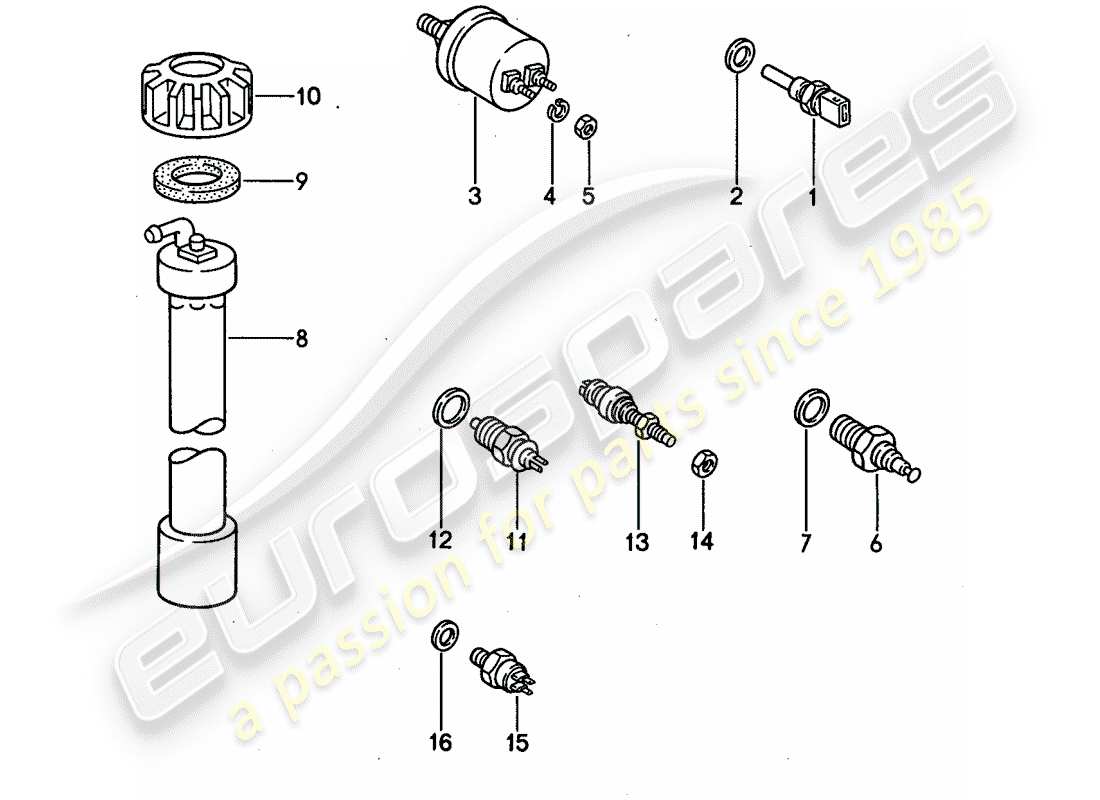 porsche 1991 (944) interruttore e sensore diagramma delle parti
