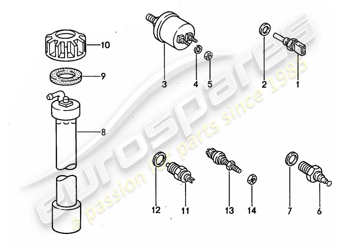 porsche 1992 (968) interruttore e sensore diagramma delle parti