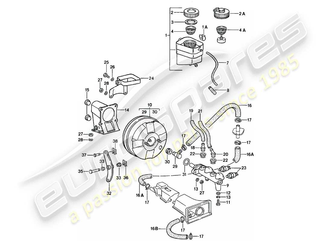 porsche 1983 (911) serbatoio per - liquido freni diagramma delle parti