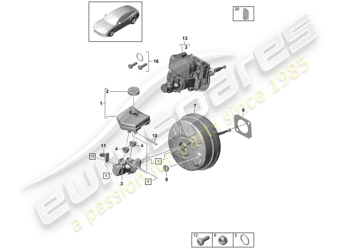porsche 2019 (panamera 971-1) pompa freno diagramma delle parti