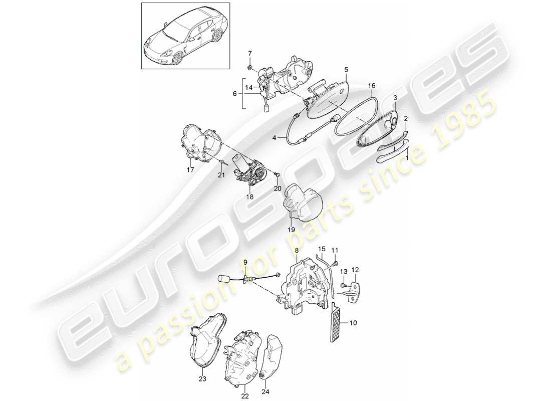 porsche 2011 (panamera 970) diagramma delle parti maniglia della portiera