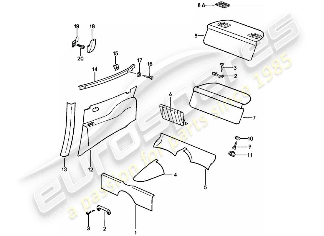 porsche 1978 (911) attrezzature interne diagramma delle parti