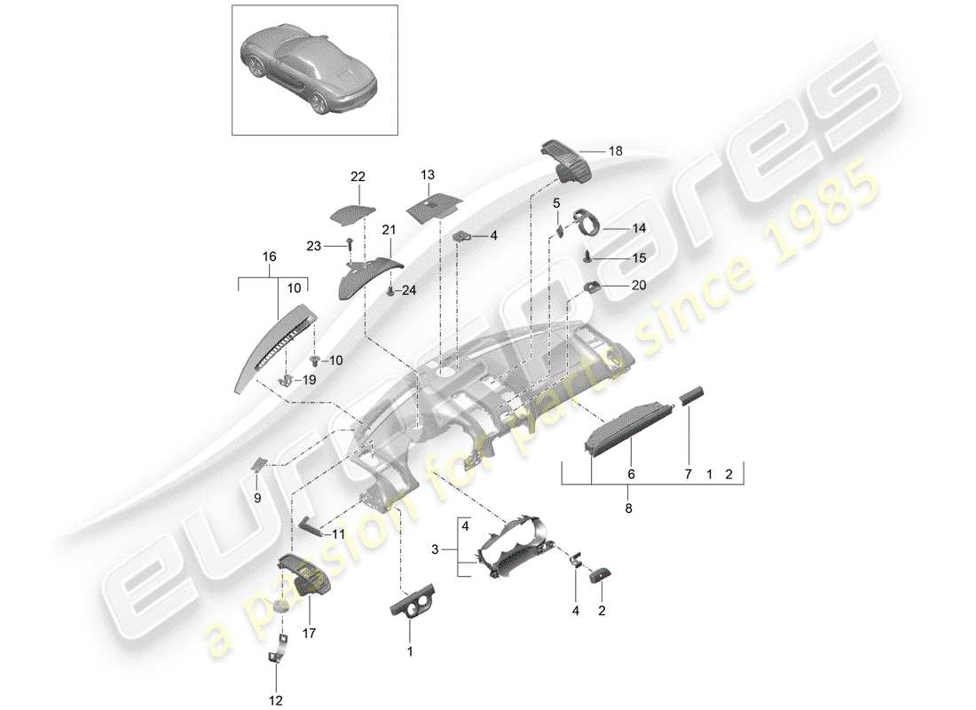 porsche 2015 (981 boxster) accessori schema delle parti