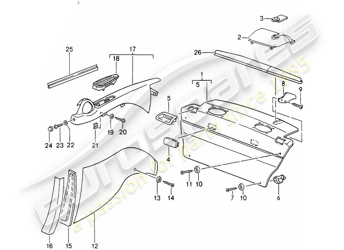 porsche 1994 (993) attrezzature interne - d - mj 1996>> diagramma delle parti
