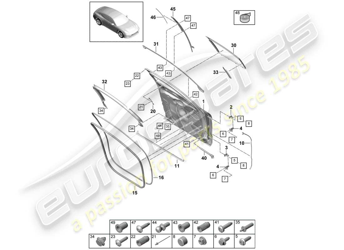 porsche 2019 (panamera 971-1) guarnizione diagramma delle parti