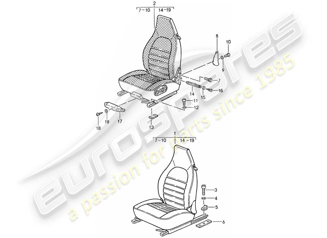 porsche 1987 (959) sedile anteriore schema delle parti