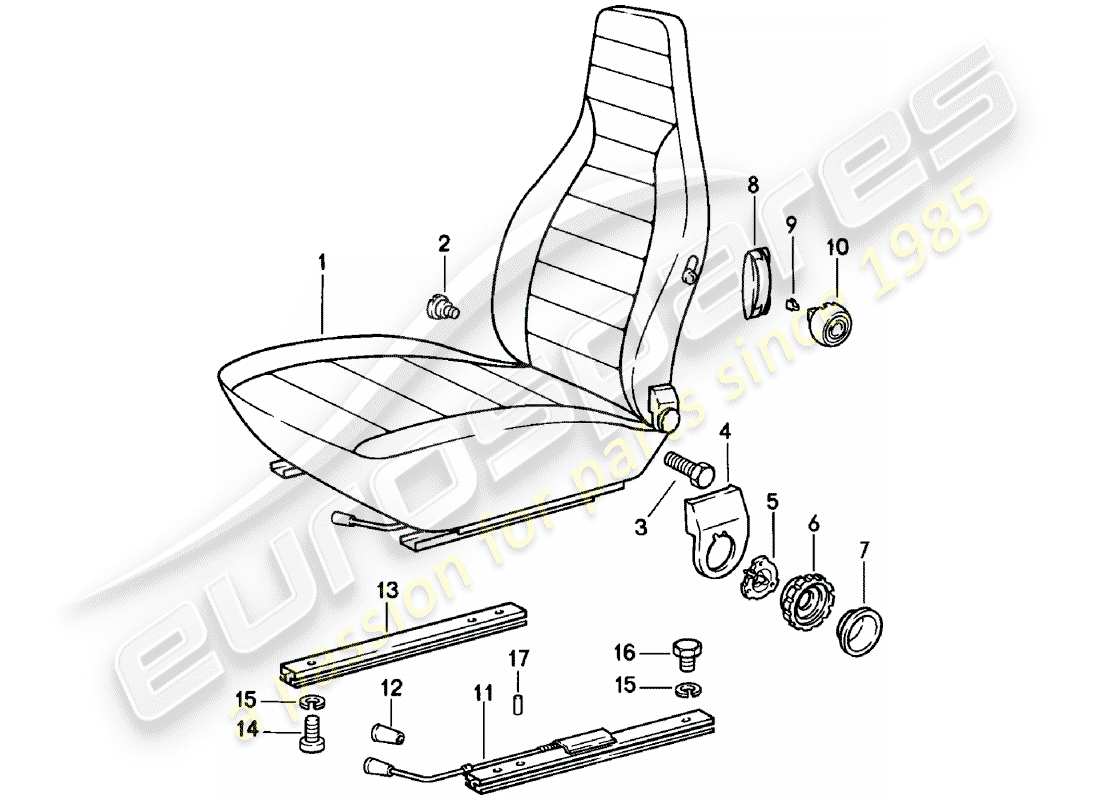 porsche 1983 (911) sedile anteriore - completo diagramma delle parti