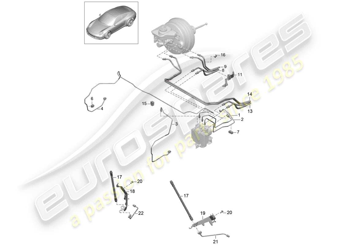 porsche 2013 (991-1) linee dei freni diagramma delle parti