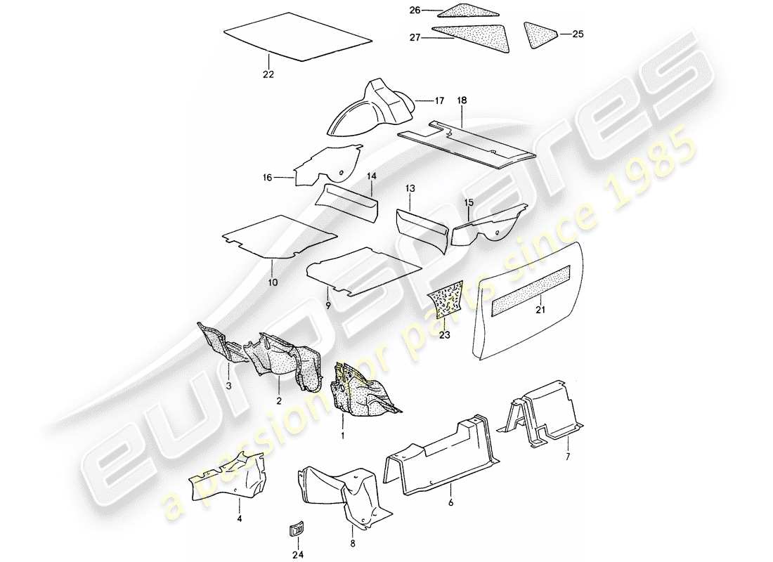 porsche 1993 (968) assorbitore acustico diagramma delle parti