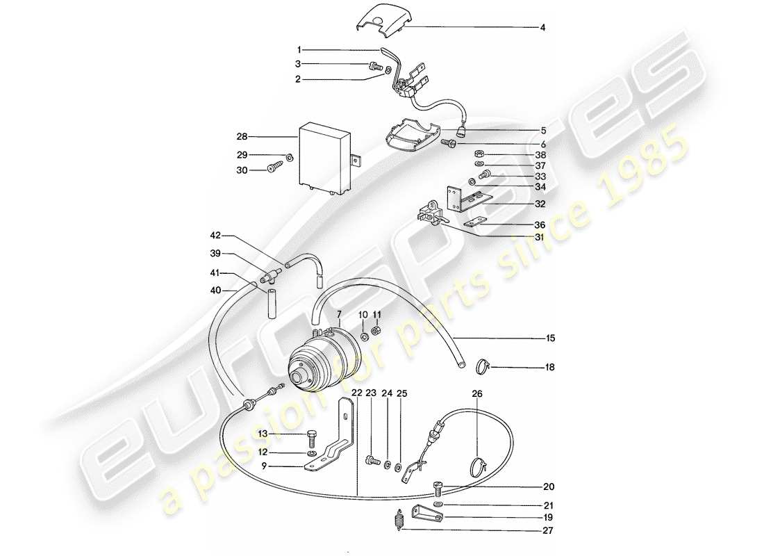 porsche 1985 (911) sistema di controllo della velocità di crociera diagramma delle parti