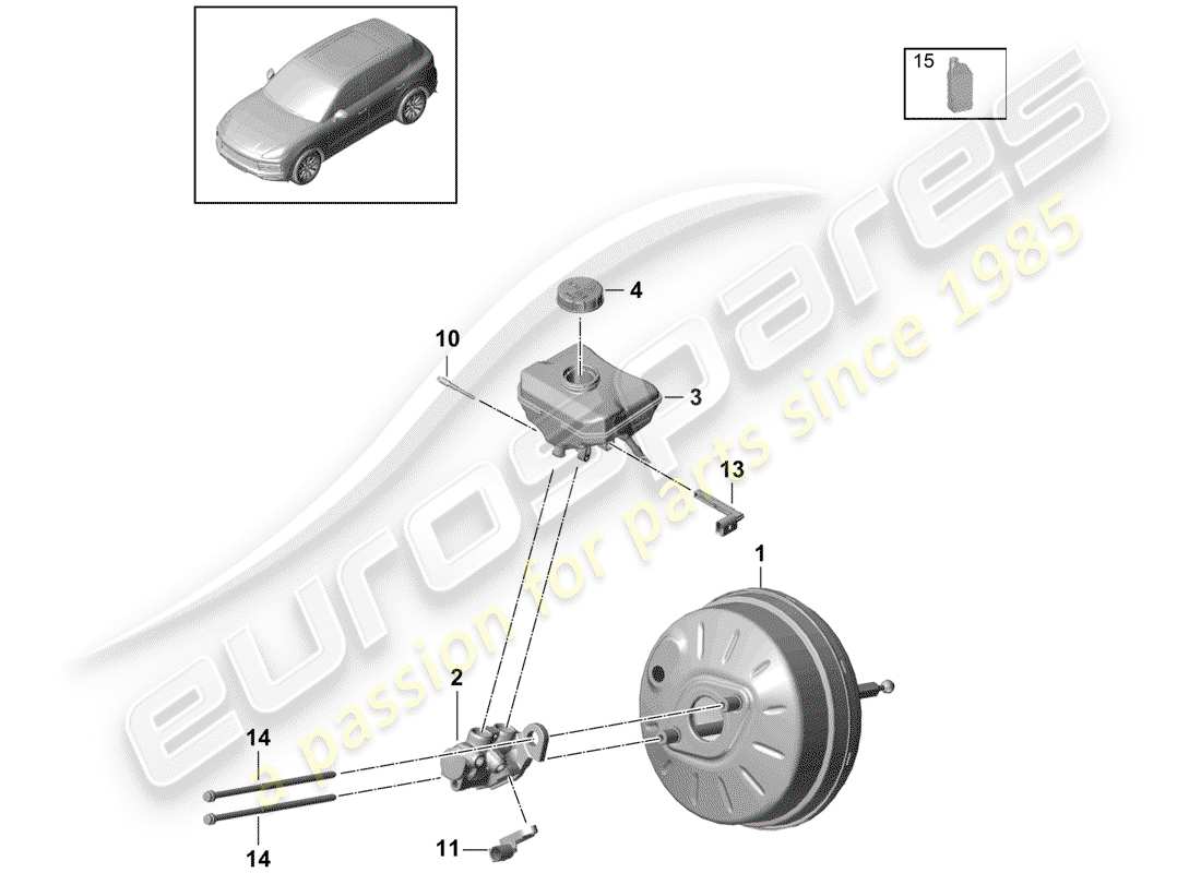 porsche 2020 (cayenne e3 9ya/9yb) pompa freno diagramma delle parti