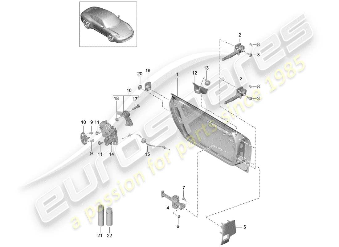 porsche 2013 (991-1) guscio della porta diagramma delle parti
