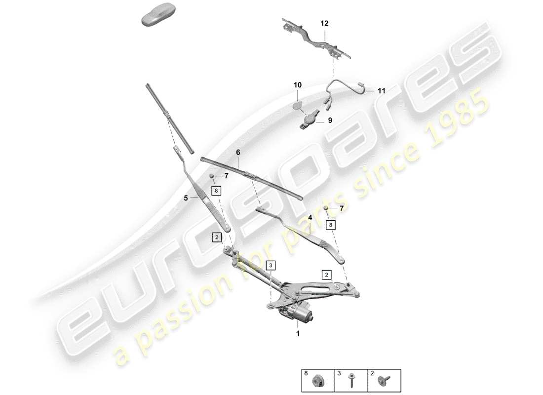 porsche 2019 (718 boxster spyder) sistema tergicristallo compl. diagramma delle parti