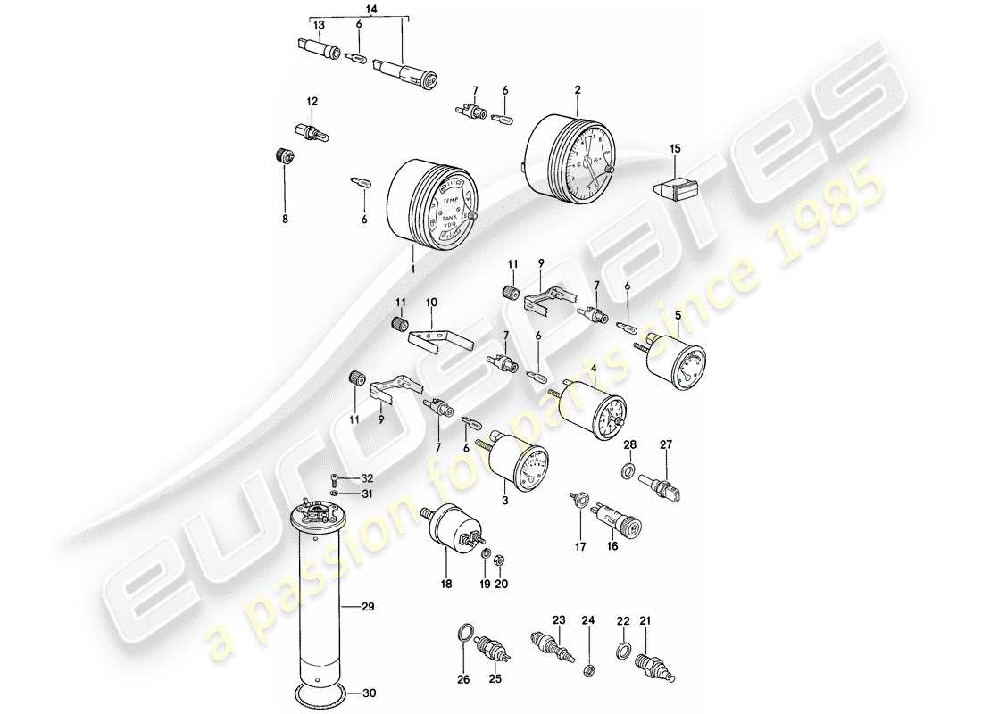 porsche 1984 (944) strumenti diagramma delle parti