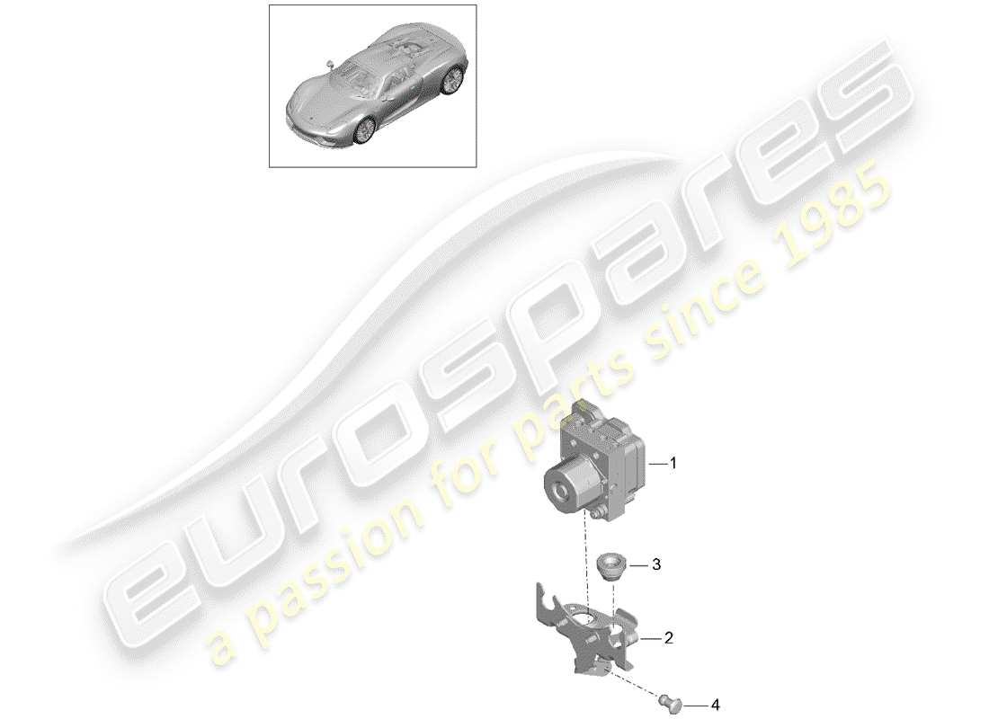 porsche 2015 (918 spyder) schema delle parti dell'unità idraulica