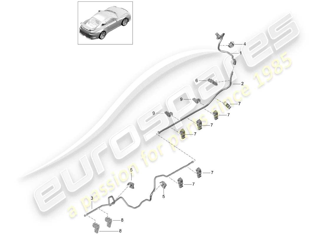 porsche 2019 (991-2 r/gt3/rs) linea del vuoto diagramma delle parti