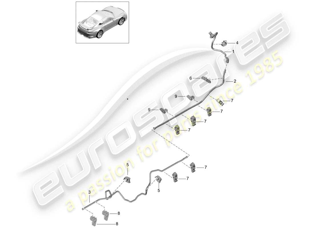 porsche 2018 (991-2 r/gt3/rs) linea del vuoto diagramma delle parti