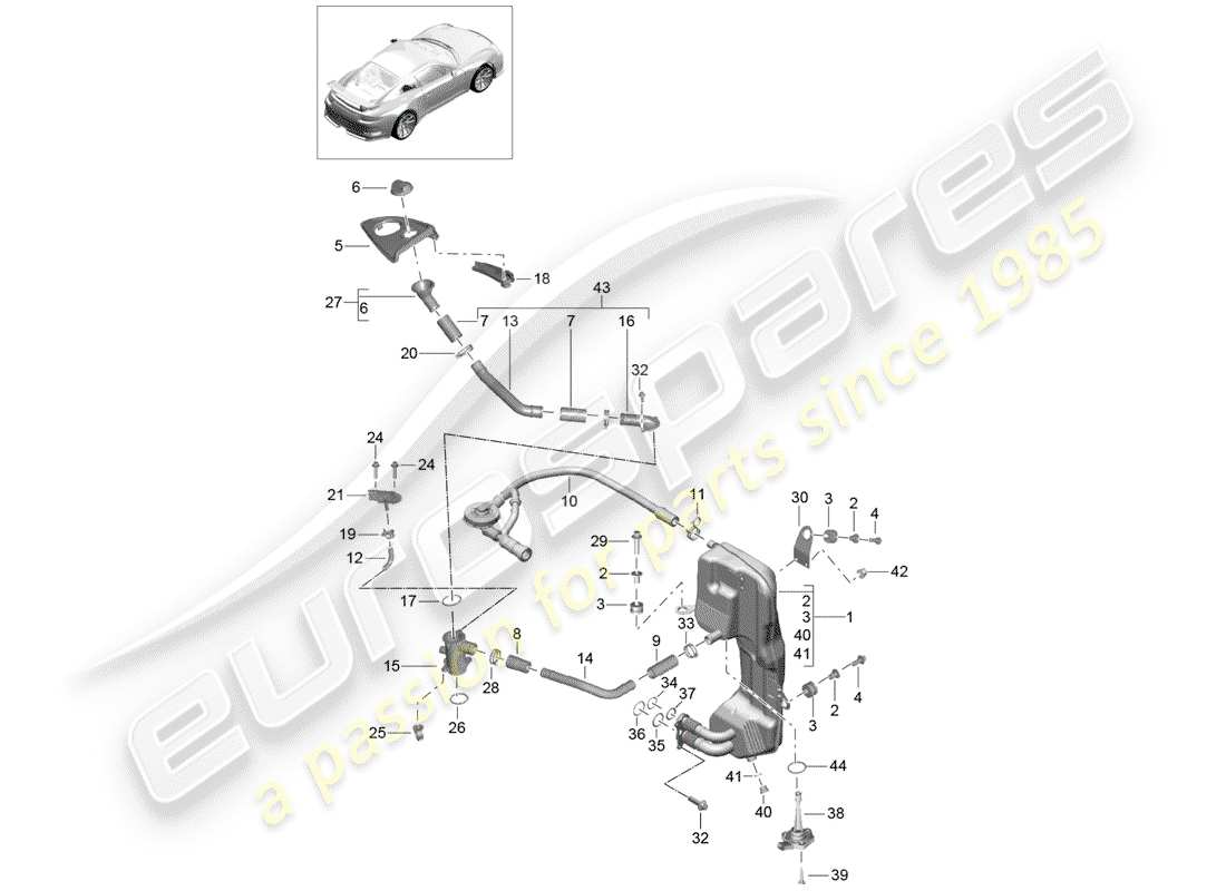 porsche 2019 (991-2 r/gt3/rs) motore (press./lubrica.) diagramma delle parti
