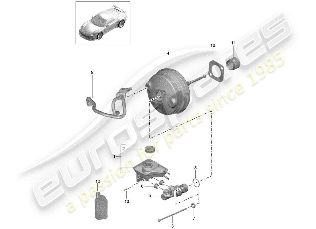 porsche 2018 (991-2 r/gt3/rs) pompa freno diagramma delle parti