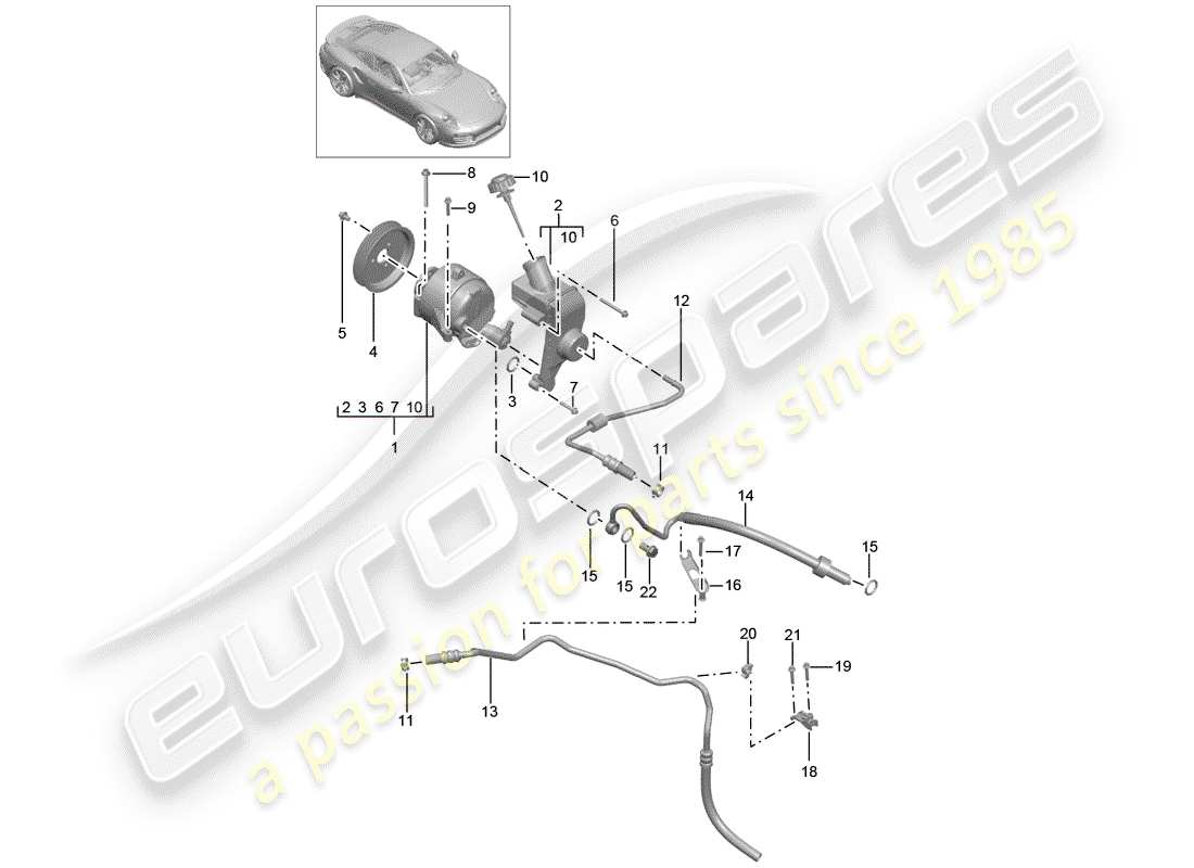 porsche 2015 (991-1 turbo) linea idraulica diagramma delle parti