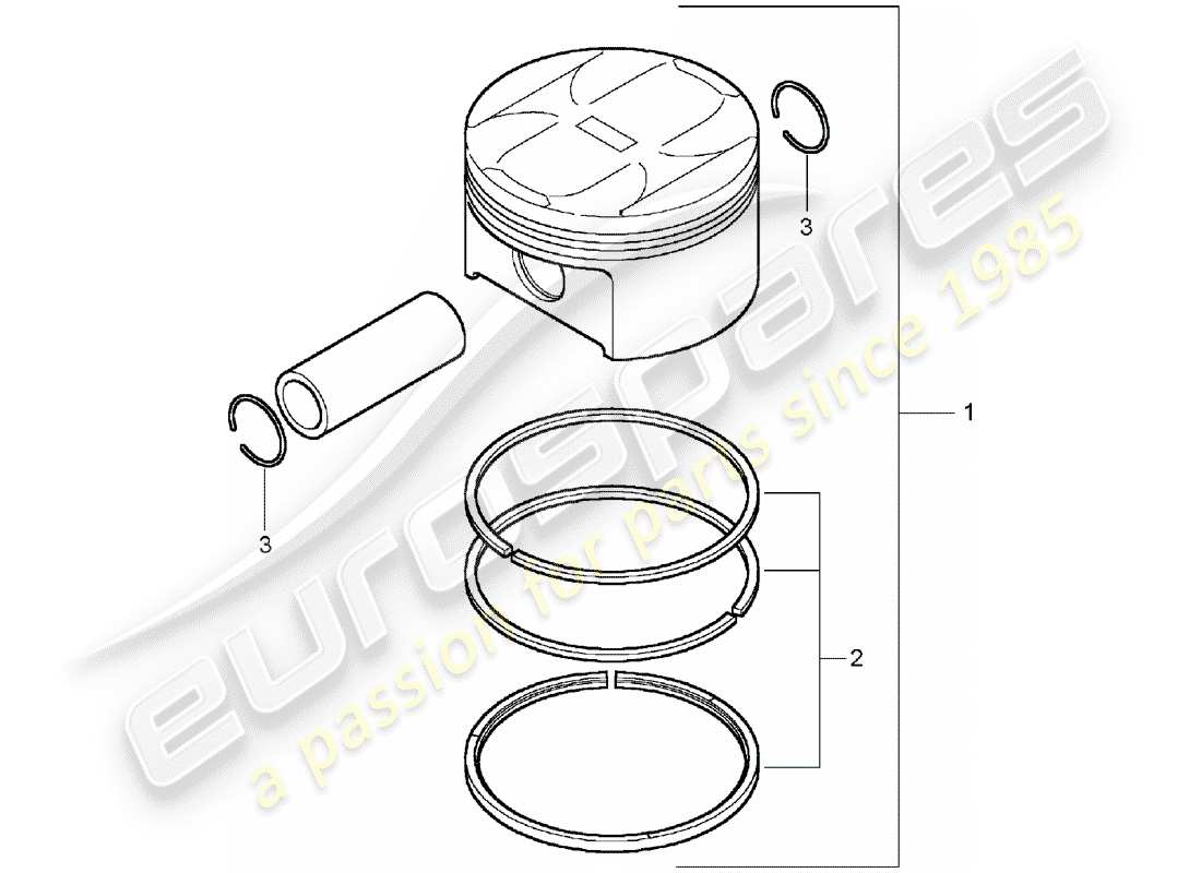 porsche 2005 (cayenne e1 9pa) diagramma delle parti del pistone