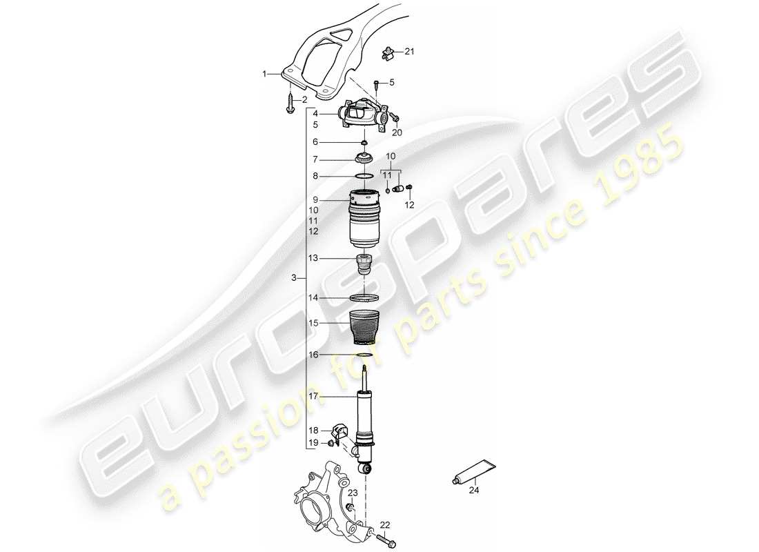 porsche 2005 (cayenne e1 9pa) schema delle parti ammortizzatore