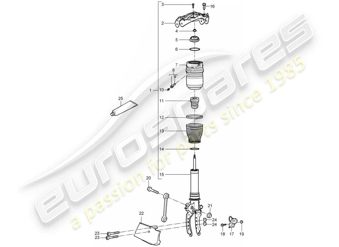 porsche 2006 (cayenne e1 9pa) sospensione diagramma delle parti