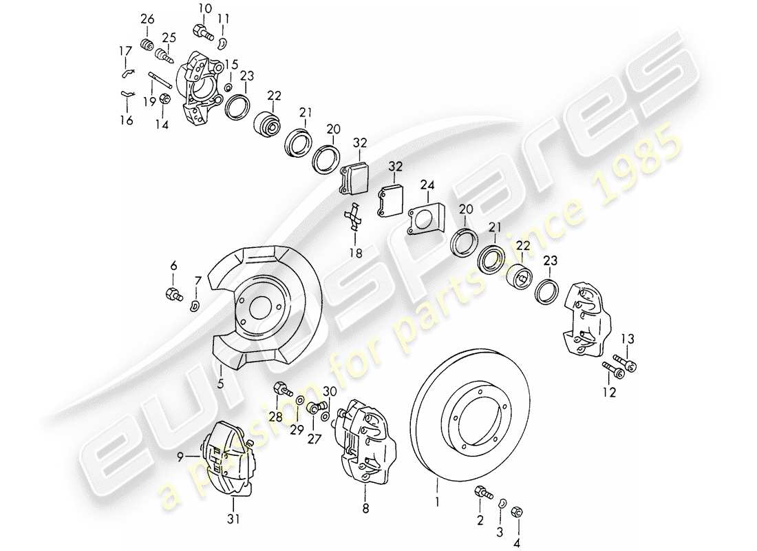 porsche 1966 (911/912) freni a disco - d - mj 1969>> - mj 1969 diagramma delle parti