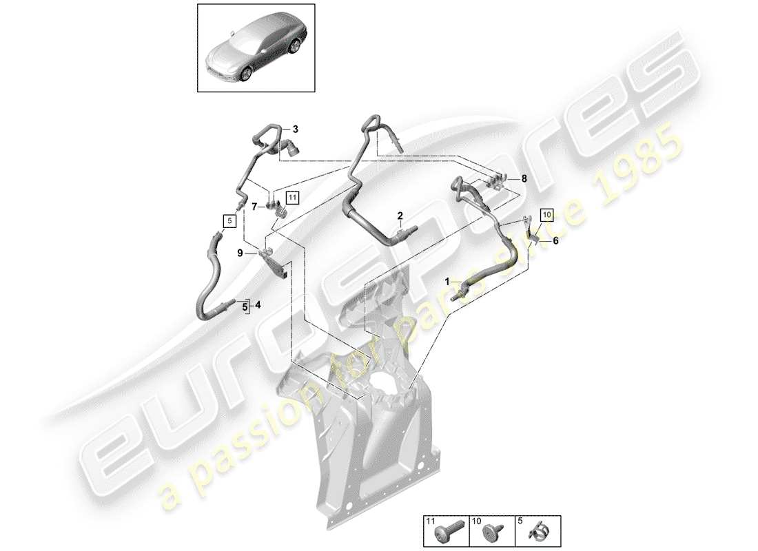 porsche 2019 (panamera 971-1) linea carburante diagramma delle parti