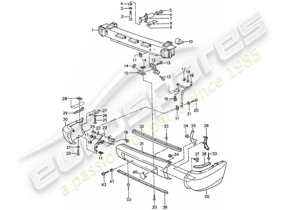 porsche 1990 (964) paraurti diagramma delle parti