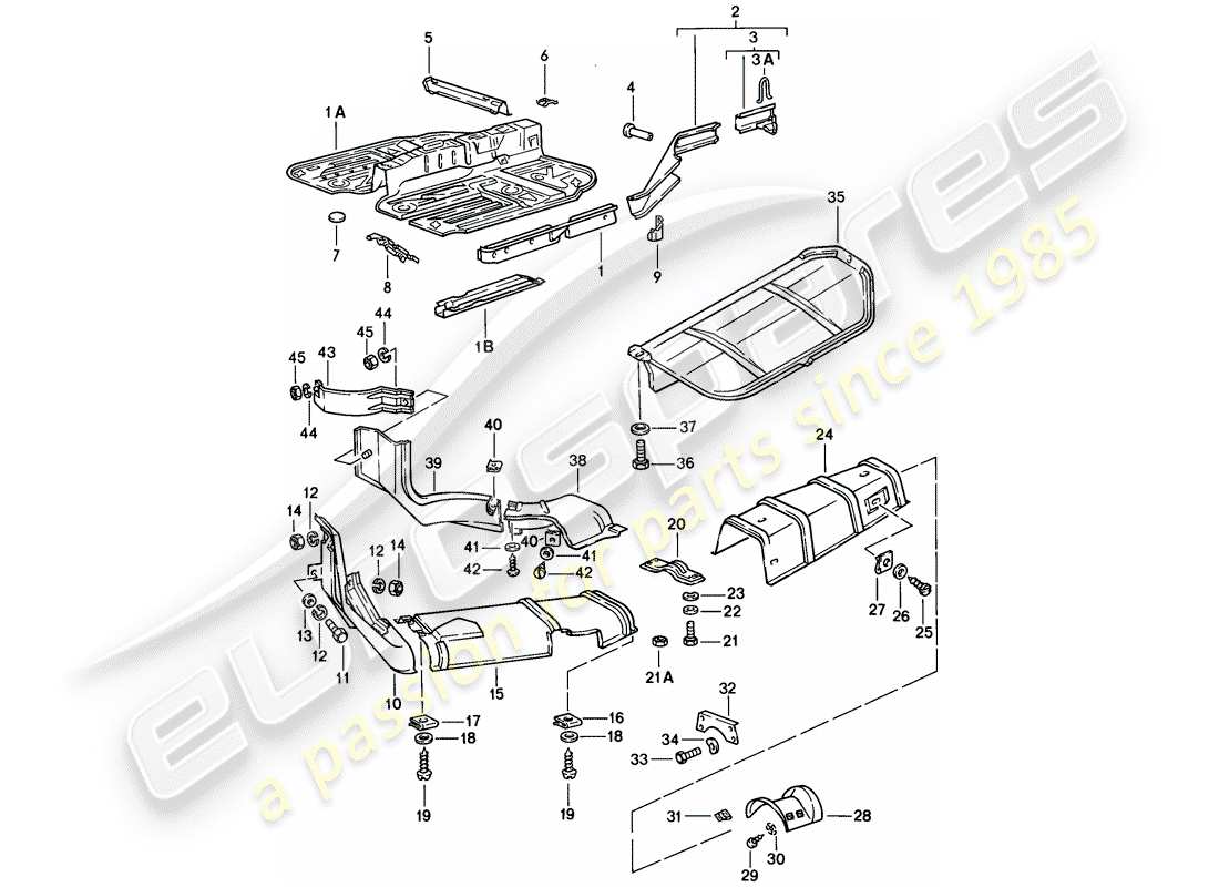 porsche 1976 (924) lato lato - scudo diagramma delle parti