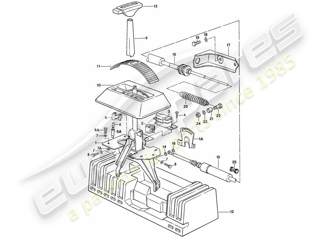 porsche 1977 (924) meccanismo di cambio - cambio automatico diagramma delle parti