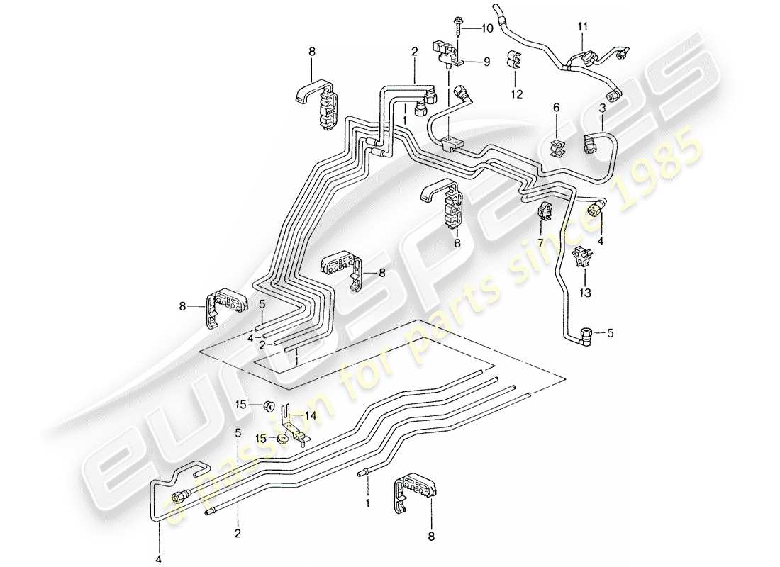 porsche 2000 (996) linea carburante - sistema di alimentazione carburante diagramma delle parti
