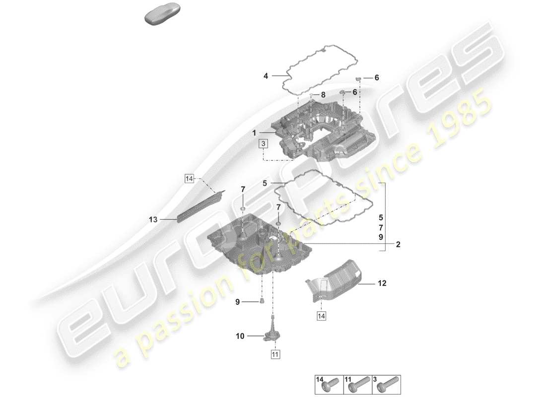 porsche 2019 (992-1) diagramma delle parti della coppa dell'olio