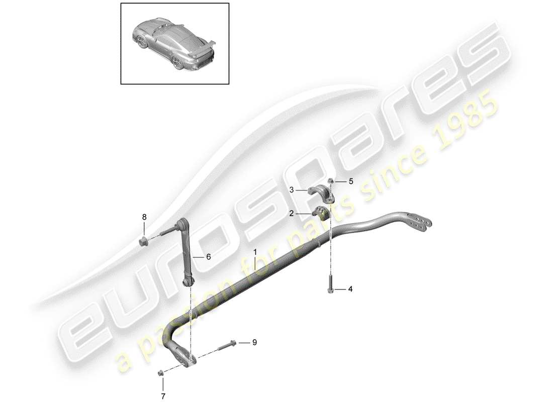 porsche 2015 (991-1 turbo) stabilizzatore diagramma delle parti