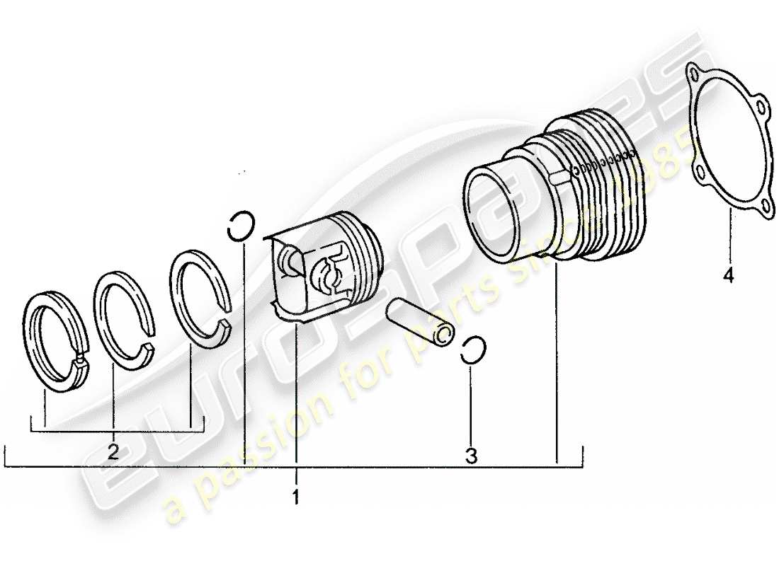 porsche 1987 (959) cilindro con pistoni diagramma delle parti
