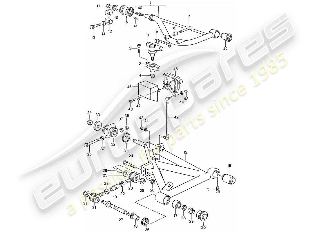 porsche 1987 (959) asse posteriore sterzante diagramma delle parti