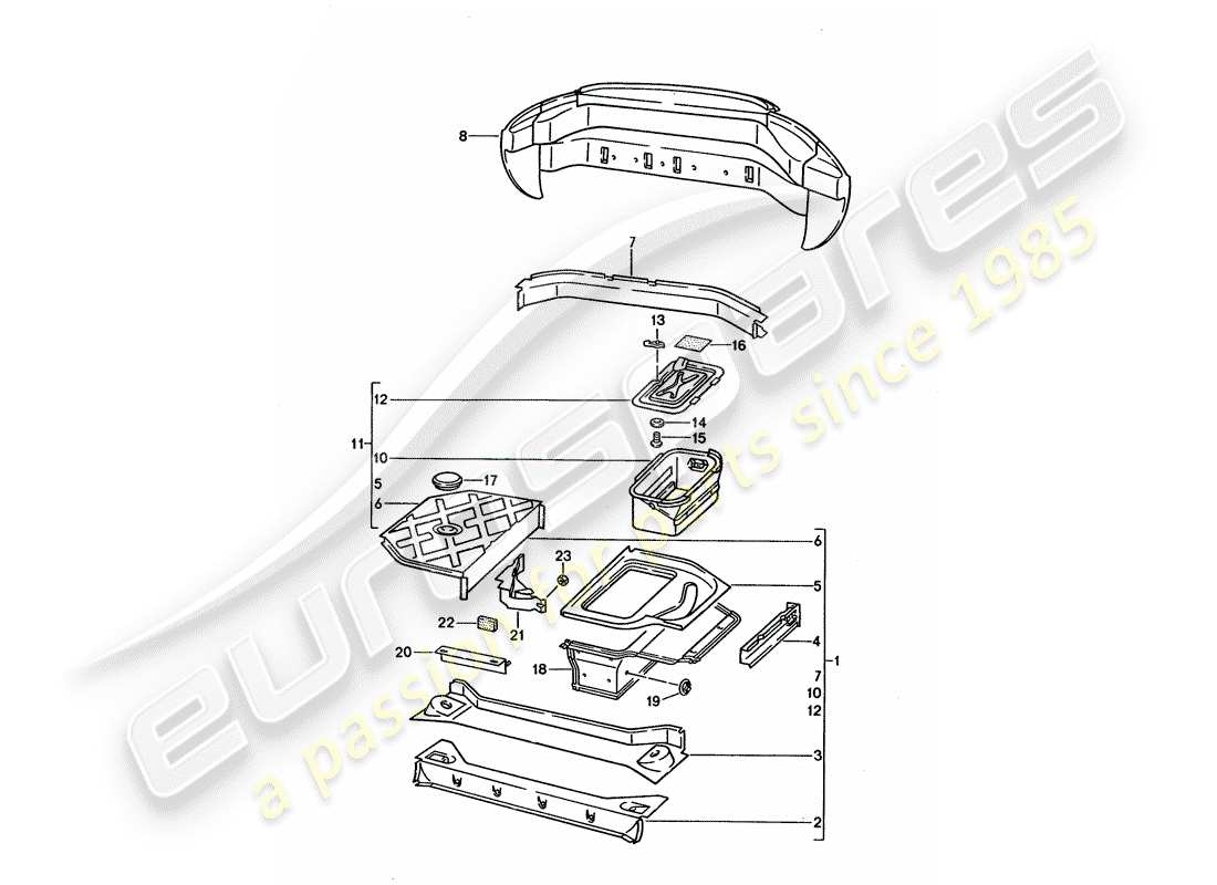 porsche 1994 (928) telaio - parte posteriore diagramma delle parti