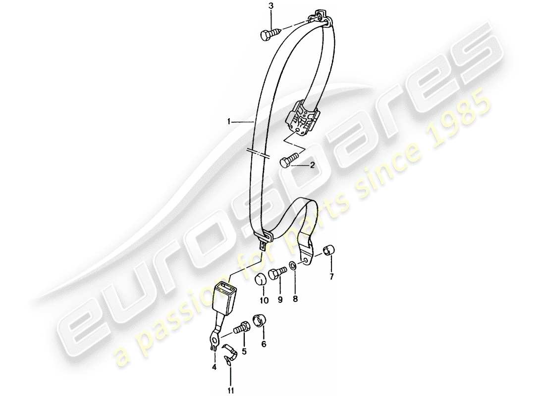 porsche 2003 (996) cintura di sicurezza a tre punti diagramma delle parti