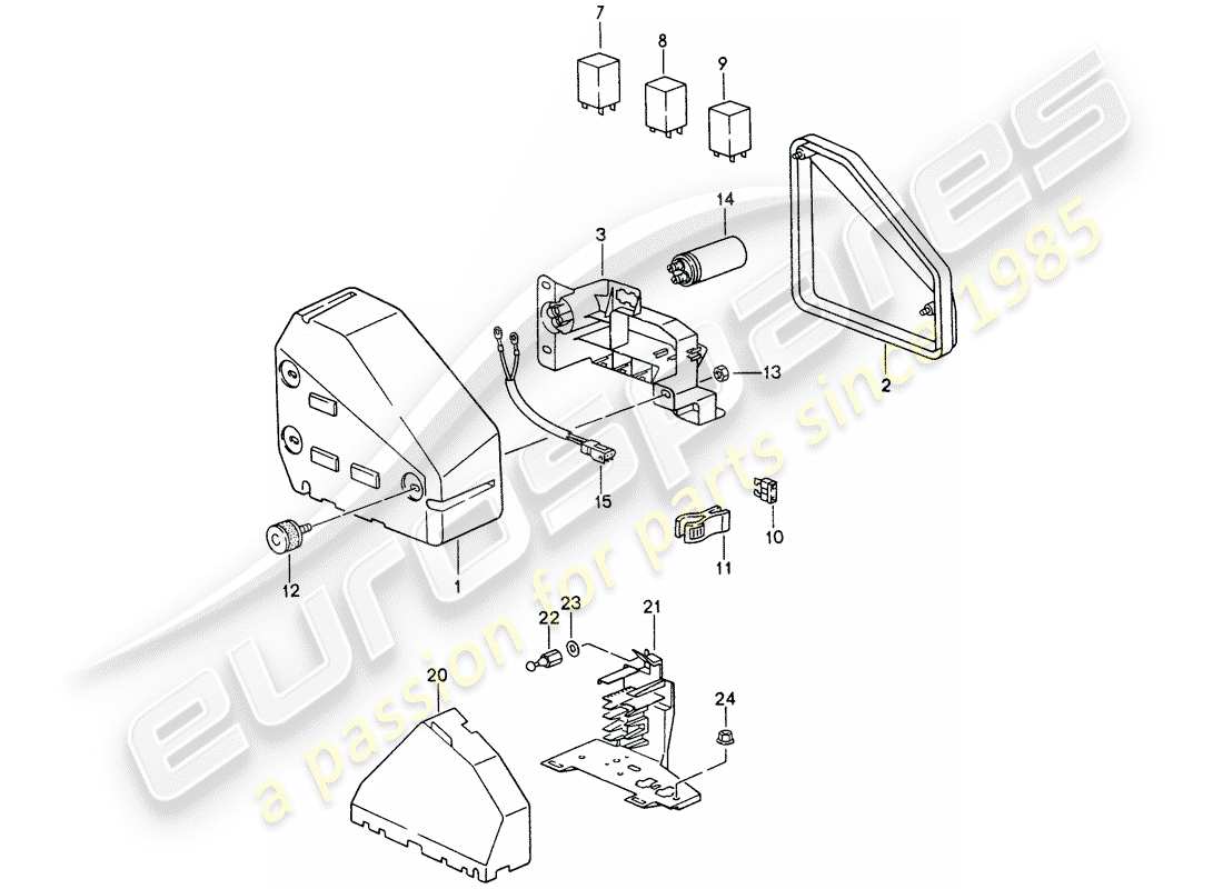 porsche 1996 (993) scatola fusibili/piastra relè - vano motore diagramma delle parti