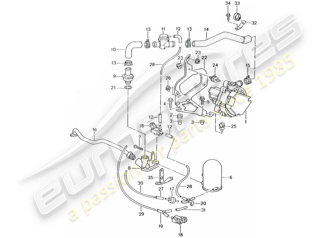 porsche 2005 (996) pompa aria secondaria diagramma delle parti